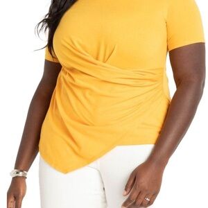 Draped Tee With Asym Hem